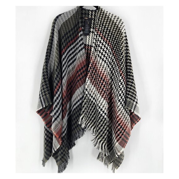 MAJE Emilie Houndstooth Print Cape Shawl Wrap - Picture 3 of 7